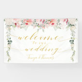 Fancy goudkalligrafie - Welkom bij Blush Blooms Spandoek (Horizontaal)