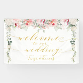 Fancy goudkalligrafie - Welkom bij Blush Blooms Spandoek