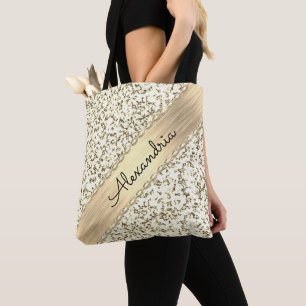 Fancy goudkleurige marmer tote bag