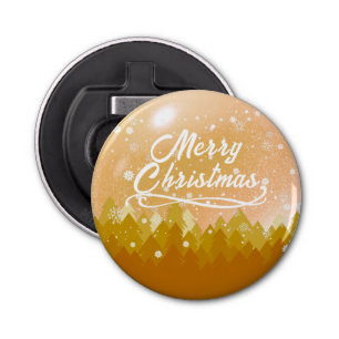 Fancy goudkoortsachtig sneeuwbos kerst button flesopener