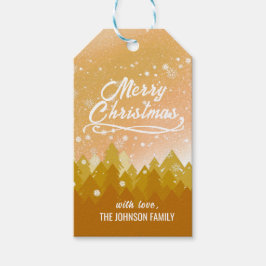 Fancy goudkoortsachtig sneeuwbos kerst cadeaulabel