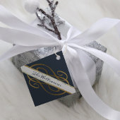 Fancy goudkoortsrillingen donkerblauwe kerst bedankjes labels
