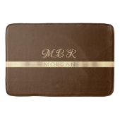 FANCY goudmonogram, naam, gouden streep, bruin Badmat (Voorkant)