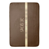 FANCY goudmonogram, naam, gouden streep, bruin Badmat (Voorkant Verticaal)