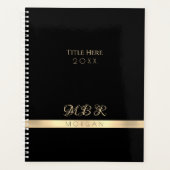 FANCY goudmonogram & naam, titel, zwart Planner (Voorkant)