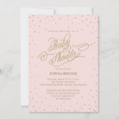Fancy goudsterren Roze Baby shower Invite Kaart (Voorkant)