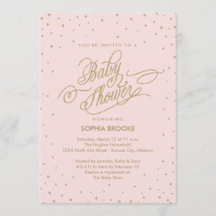 Fancy goudsterren Roze Baby shower Invite Kaart