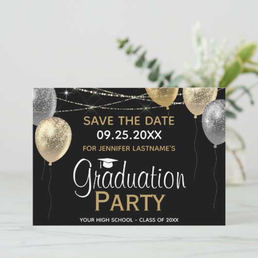 Fancy GraduPartij sparen de Uitnodiging van de Dat (Staand voorkant)