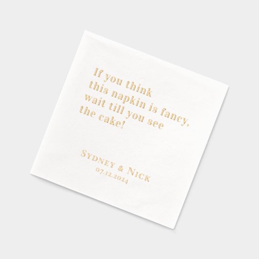 Fancy | Grappig Gepersonaliseerd Bruiloftsgoud Folie Servetten (Links)