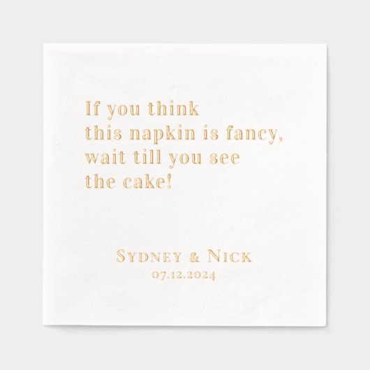 Fancy | Grappig Gepersonaliseerd Bruiloftsgoud Folie Servetten (Voorkant)
