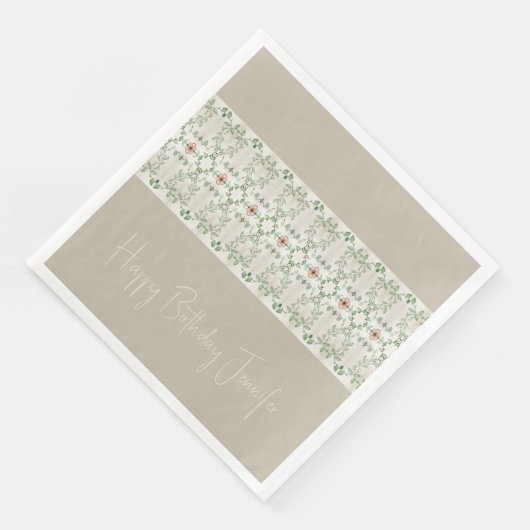 Fancy grijs met bloemmotief servet (Hoek)