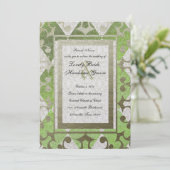 Fancy groen goud Harlequin middeleval bruiloft Kaart (Staand voorkant)