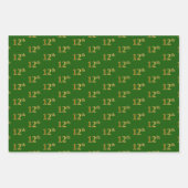 Fancy Groen, Grijs, Paars, Faux Gold 12th Event # Inpakpapier Vel (Voorkant)