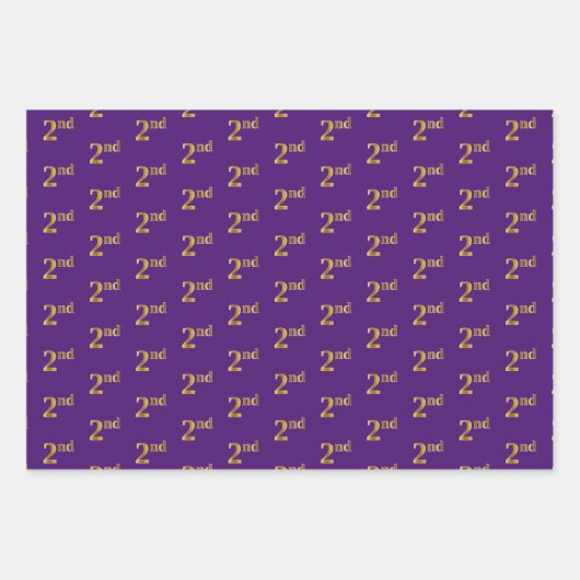 Fancy groen, grijs, Paars, Faux Gold 2nd Event # Inpakpapier Vel (Voorkant 3)