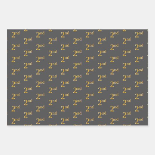 Fancy groen, grijs, Paars, Faux Gold 2nd Event # Inpakpapier Vel (Voorkant 2)