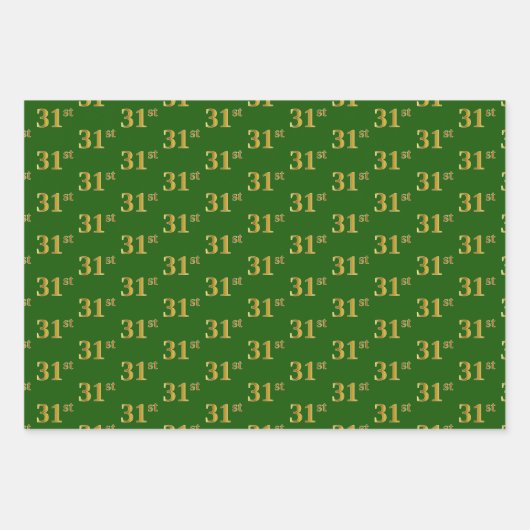 Fancy Groen, Grijs, Paars, Faux Gold 31st Event # Inpakpapier Vel (Voorkant)