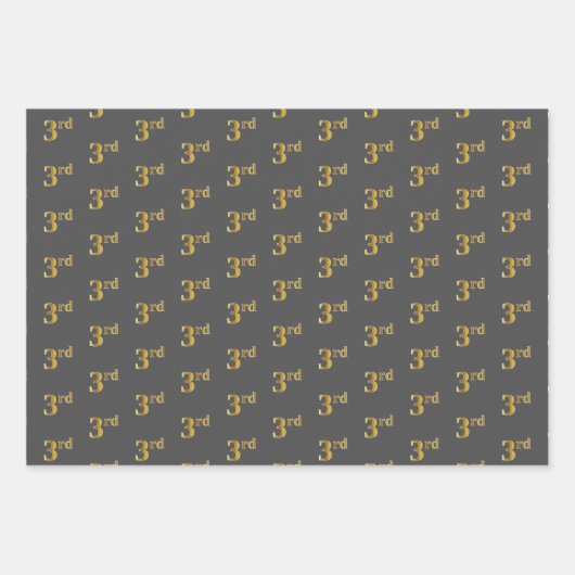 Fancy groen, grijs, Paars, Faux Gold 3rd Event # Inpakpapier Vel (Voorkant 2)