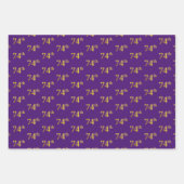 Fancy groen, grijs, Paars, Faux Gold 74th Event # Inpakpapier Vel (Voorkant 3)