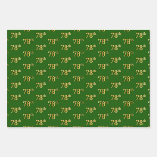 Fancy groen, grijs, Paars, Faux Gold 78th Event # Inpakpapier Vel (Voorkant)