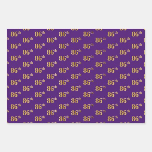 Fancy groen, grijs, Paars, Faux Gold 86th Event # Inpakpapier Vel (Voorkant 3)