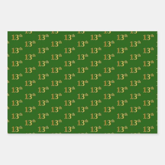 Fancy Groen, Grijs, Paarse, Faux Gold 13de Eveneme Inpakpapier Vel (Voorkant)