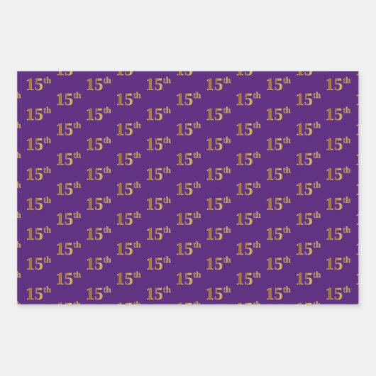 Fancy Groen, Grijs, Paarse, Faux Gold 15e Evenemen Inpakpapier Vel (Voorkant 3)
