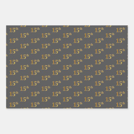 Fancy Groen, Grijs, Paarse, Faux Gold 15e Evenemen Inpakpapier Vel (Voorkant 2)