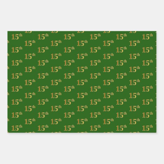 Fancy Groen, Grijs, Paarse, Faux Gold 15e Evenemen Inpakpapier Vel (Voorkant)