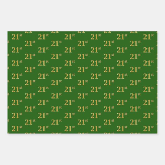 Fancy Groen, Grijs, Paarse, Faux Gold 21e Event # Inpakpapier Vel (Voorkant)