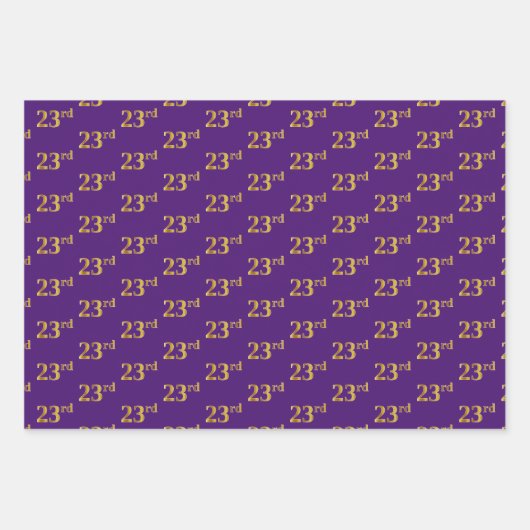 Fancy Groen, Grijs, Paarse, Faux Gold 23e Event # Inpakpapier Vel (Voorkant 3)