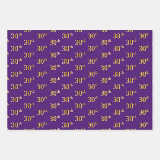 Fancy Groen, Grijs, Paarse, Faux Gold 30ste Evenem Inpakpapier Vel (Voorkant 3)