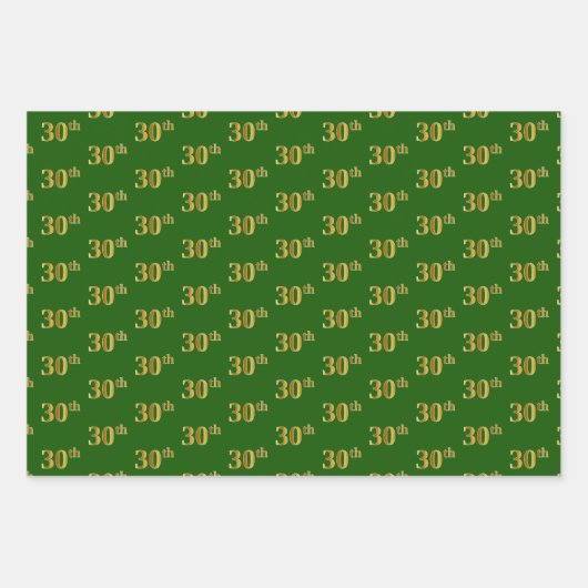 Fancy Groen, Grijs, Paarse, Faux Gold 30ste Evenem Inpakpapier Vel (Voorkant)