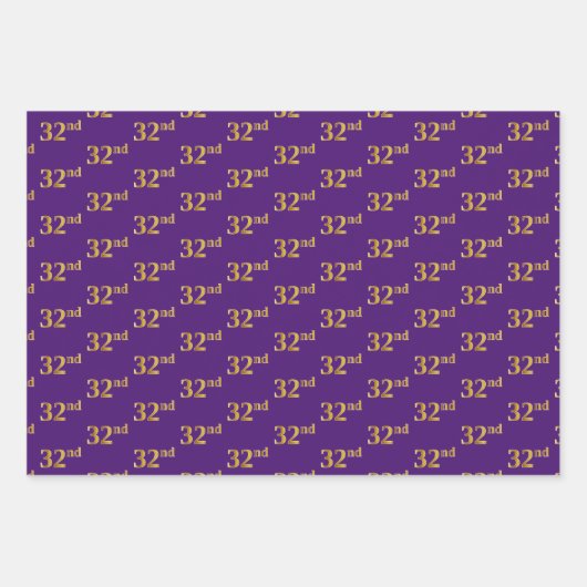 Fancy Groen, Grijs, Paarse, Faux Gold 32e Event # Inpakpapier Vel (Voorkant 3)