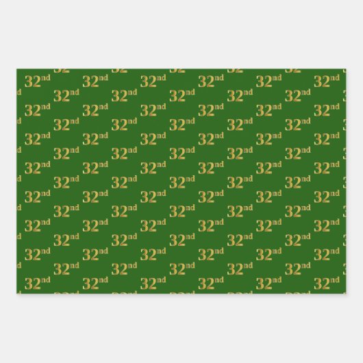 Fancy Groen, Grijs, Paarse, Faux Gold 32e Event # Inpakpapier Vel (Voorkant)