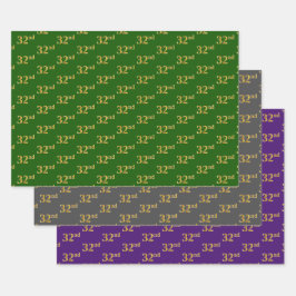 Fancy Groen, Grijs, Paarse, Faux Gold 32e Event # Inpakpapier Vel