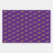 Fancy Groen, Grijs, Paarse, Faux Gold 34e Evenemen Inpakpapier Vel (Voorkant 3)