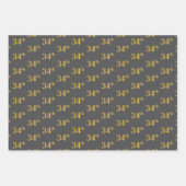 Fancy Groen, Grijs, Paarse, Faux Gold 34e Evenemen Inpakpapier Vel (Voorkant 2)