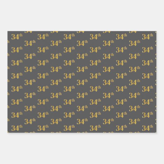 Fancy Groen, Grijs, Paarse, Faux Gold 34e Evenemen Inpakpapier Vel (Voorkant 2)