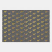 Fancy Groen, Grijs, Paarse, Faux Gold 38ste Evenem Inpakpapier Vel (Voorkant 2)