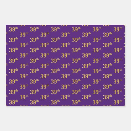 Fancy Groen, Grijs, Paarse, Faux Gold 39e Evenemen Inpakpapier Vel (Voorkant 3)