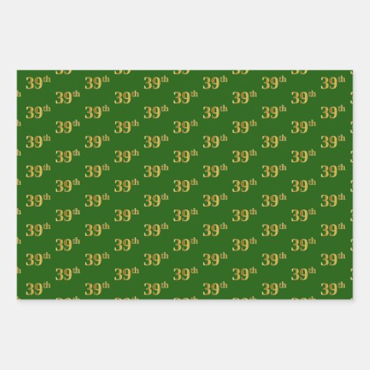 Fancy Groen, Grijs, Paarse, Faux Gold 39e Evenemen Inpakpapier Vel (Voorkant)