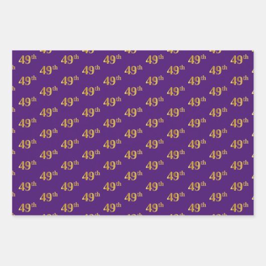 Fancy Groen, Grijs, Paarse, Faux Gold 49e Evenemen Inpakpapier Vel (Voorkant 3)