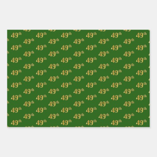 Fancy Groen, Grijs, Paarse, Faux Gold 49e Evenemen Inpakpapier Vel (Voorkant)