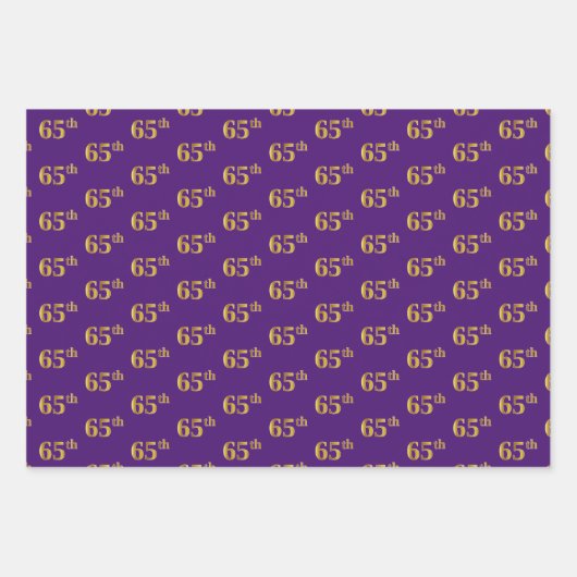 Fancy Groen, Grijs, Paarse, Faux Gold 65e Evenemen Inpakpapier Vel (Voorkant 3)