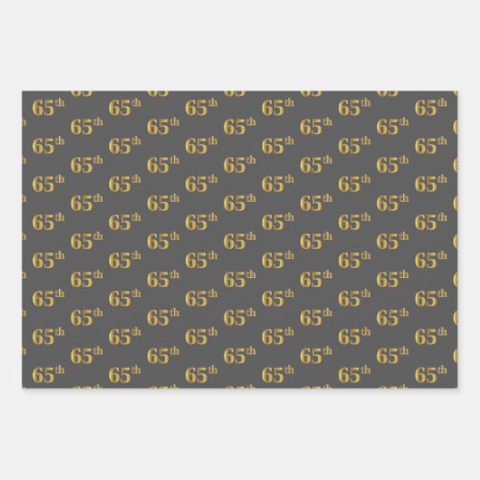 Fancy Groen, Grijs, Paarse, Faux Gold 65e Evenemen Inpakpapier Vel (Voorkant 2)