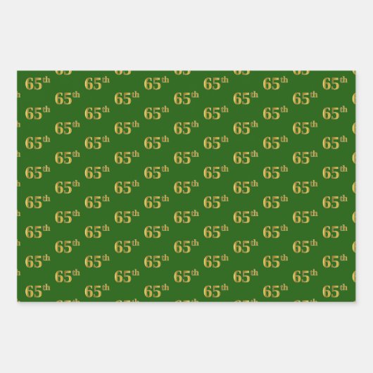 Fancy Groen, Grijs, Paarse, Faux Gold 65e Evenemen Inpakpapier Vel (Voorkant)