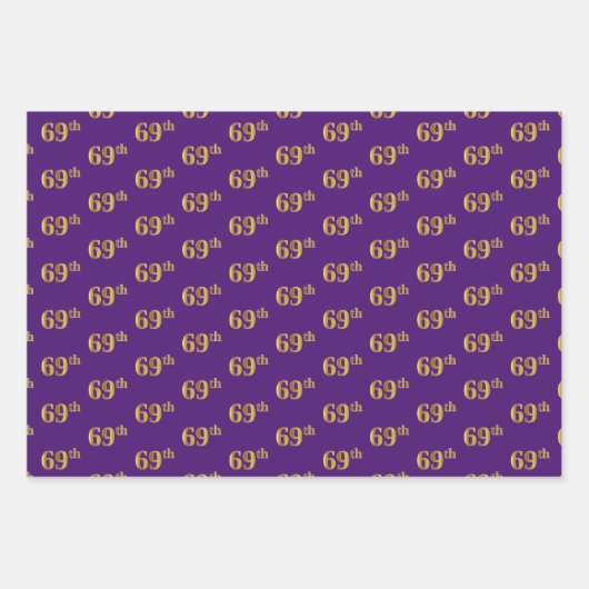 Fancy Groen, Grijs, Paarse, Faux Gold 69e Evenemen Inpakpapier Vel (Voorkant 3)