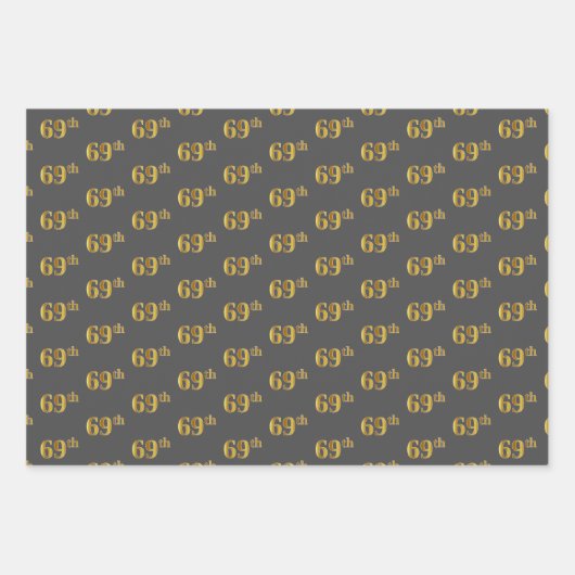 Fancy Groen, Grijs, Paarse, Faux Gold 69e Evenemen Inpakpapier Vel (Voorkant 2)