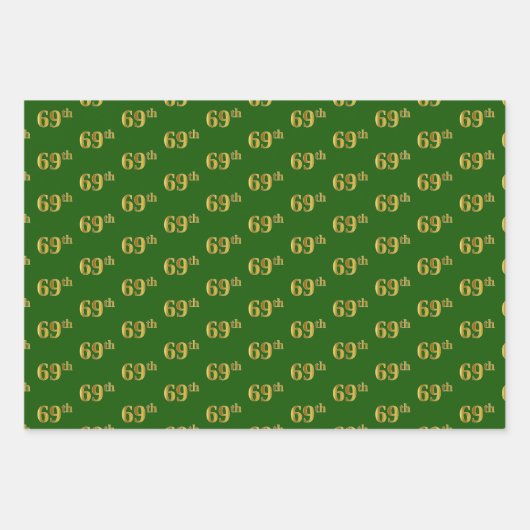 Fancy Groen, Grijs, Paarse, Faux Gold 69e Evenemen Inpakpapier Vel (Voorkant)