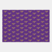 Fancy Groen, Grijs, Paarse, Faux Gold 70ste Evenem Inpakpapier Vel (Voorkant 3)